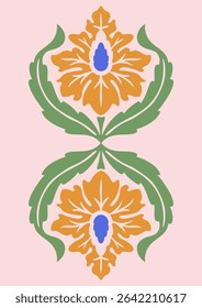 Art Nouveau style illustration vector poster. Vintage print design with abstract whimsical floral composition