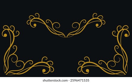 Art Nouveau style ornamental lines vector