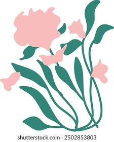 Plantas de estilo Art Nouveau con detalles modernos y ornamentados, aptas para recursos gráficos, arte clásico, art déco y Ilustraciones vectoriales dibujadas a mano.