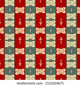Art Nouveau Style Roses Pattern. Vintage Design Illustration for Textile, Print, Wrapping Paper