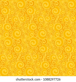 art Nouveau swirl seamless pattern. yellow abstract geometry repeatable motif for background, fabric, wrapping paper. complex stock vector illustration. 
