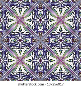 Art nouveau tile, seamless vector pattern with historic motifs in vivid and bright colors