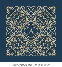 Art Nouveau vector with an Art Deco wavy flower pattern and ornament. Retro vintage floral motif with golden luxury lines. Designed for interior design, textiles, textures, posters, packaging, wrapper