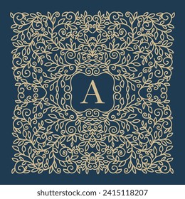 Art Nouveau vector with an Art Deco wavy flower pattern and ornament. Retro vintage floral motif with golden luxury lines. Designed for interior design, textiles, textures, posters, packaging, wrapper