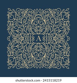 Vector Art Nouveau con un adorno y un patrón de flor ondulada Art Déco. Motivo floral retro vintage con líneas de lujo doradas. Diseñado para el diseño interior, textiles, texturas, carteles, embalajes, envoltura