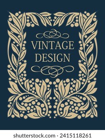 Jugendstil-Vektorgrafik mit einem Art-Deco-Blumenmuster und -Ornament. Retro Vintage Blumenmotiv mit goldenen Luxuslinien. Für Innenausstattung, Textilien, Textilien, Plakate, Verpackung, Wrapper