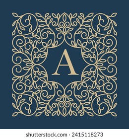 Art Nouveau vector with an Art Deco wavy flower pattern and ornament. Retro vintage floral motif with golden luxury lines. Designed for interior design, textiles, textures, posters, packaging, wrapper