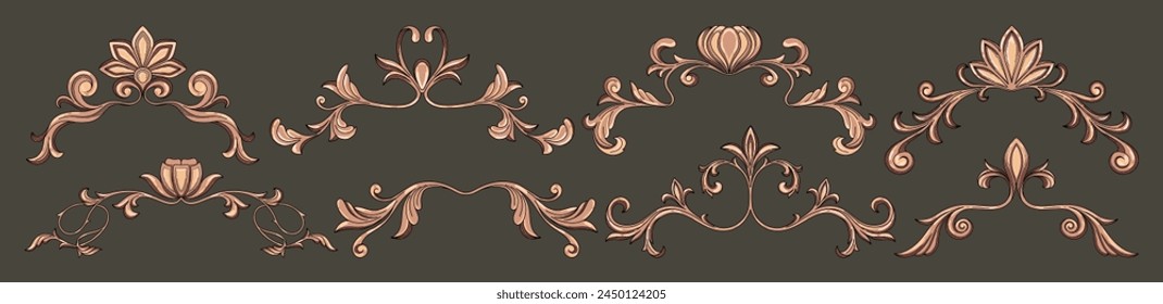 Art Nouveau vintage borders. Decorative elements. Vector.