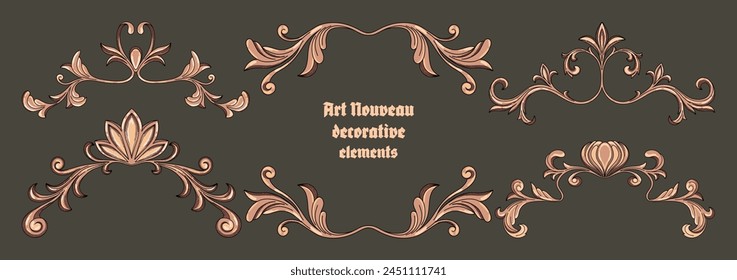 Art Nouveau vintage borders. Decorative elements. Vector.