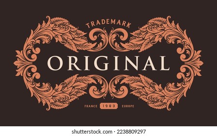 art nouveau Vintage elegant floral label illustration vector illustrations for your work logo, merchandise t-shirt, stickers and label designs, poster, greeting cards advertising business company