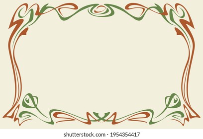 Art nouveau. Vintage frame. Vector isolate element. Wedding invitation, birthday cards. aesthetic ornament. EPS 8.