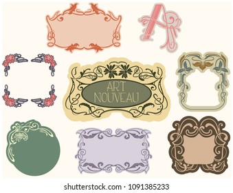 Art Nouveau Vintage Frames Vector Collection