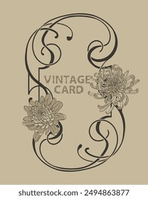 Art Nouveau - vintage postcard with flowers, interlacing, branches. Elegant vector frames