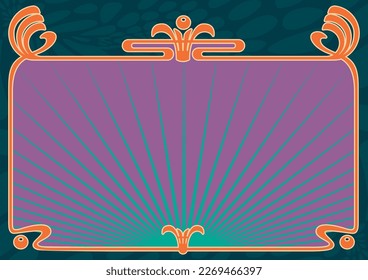 Art Nouveau Vintage Style Psychedelic Colors Frame Background