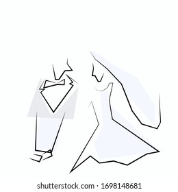 Art Nouveau wedding card. Modern Art. bride and groom images. cubism, surrealism, Expressionism, Symbolism, Primitivism. scrapbooking wedding illustration. romantic couple. newlyweds. insert text