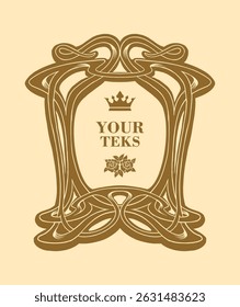 Art Nouveau whiplash ornament and floral border classic vector ornament illustration