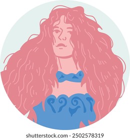 Art Nouveau-inspired female face icon, incorporating Victorian and Art Deco styles, in vector format.