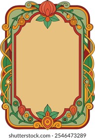 Art Nouveau-Inspired Frames –Decorative Vintage  colorful Floral Borders Perfect for Elegant Designs, Luxury Invitations, Stationery, and Digital Art. Add a Sophisticated and Timeless Ornamental Touch