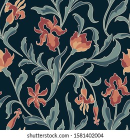 art noveau style floral vector seamless pattern