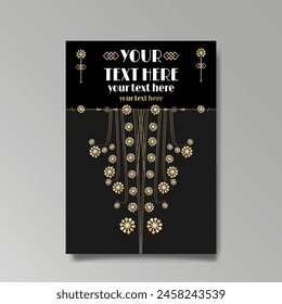 Art Nuevo luxury template golden-black, A4 page, menu, card, invitation, lines flowers and city lights a Modern, Art Novo  Deco style, Romantic floral motive, elegant geometric beautiful background