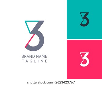 Art number 3 set, for your logo abstract design, multi-colored vector illustration 10EPS