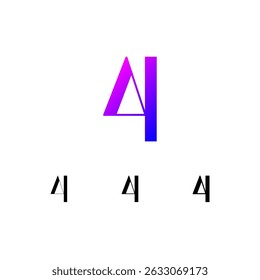 Art number 4 set, numeral four for your logo abstract design, trendy modern vector illustration 10EPS