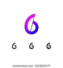 Art number 6 set, numeral six for your logo abstract design, trendy modern vector illustration 10EPS