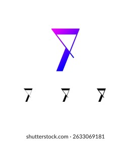 Art number 7 set, numeral seven for your logo abstract design, trendy modern vector illustration 10EPS