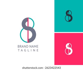 Art number 8 set, for your logo abstract design, multi-colored vector illustration 10EPS