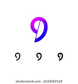 Art number 9 set, numeral nine for your logo abstract design, trendy modern vector illustration 10EPS