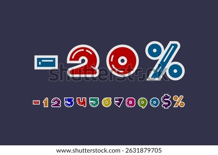 Art numbers, multi colored numerals, vector illustration 10EPS