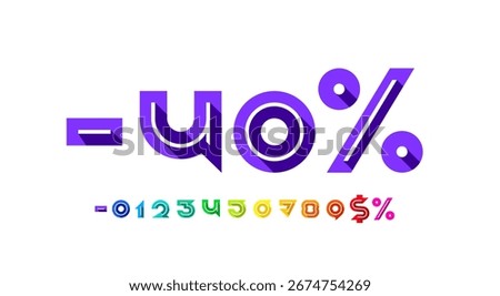 Art numbers, multi colored numerals, vector illustration 10EPS