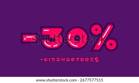 Art numbers, pink numerals, vector illustration 10EPS