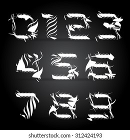 Art numbers, Vector illustration alphabet
