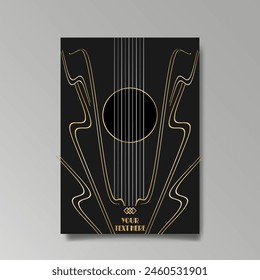 Art Nuovo, Modern, luxury template golden black A4 page, menu, card, invitation, Sun and city lights in an Art deco Art Deco style, beautiful background 