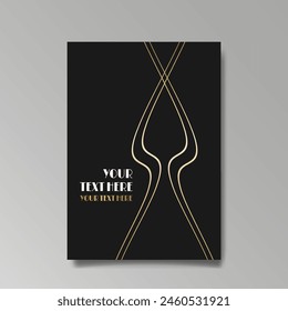 Art Nuovo, Modern, luxury template golden black A4 page, menu, card, invitation, Sun and city lights in an Art deco Art Deco style, beautiful background 