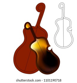 Art object stylized image of the guitar in the Gothic style. Fiery rock guitar.
