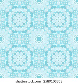 Art of Octa gram pentagon star and Hexagon shapes, with turquoise, Sky Blue, color.