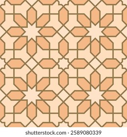 Art of octa gram Rectangles and hexagon Geometric shapes with Pale orange, Pale pink and golden color.