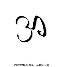 Art ohm sign. Black sacred om symbol. Yoga practice aum symbolizing.