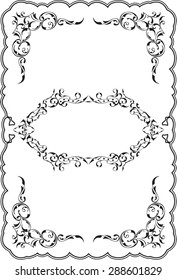Art ornament fine scroll frame is on white