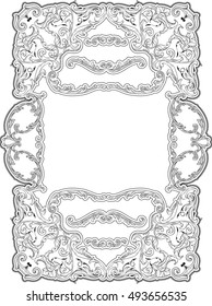 Art ornate luxury swirl frame on white