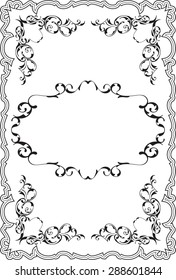 Art ornate scroll frame is on white