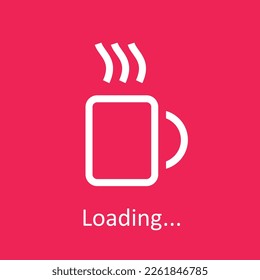 Un arte de un café de contorno (ilustración vectorial) aislado en el fondo rojo