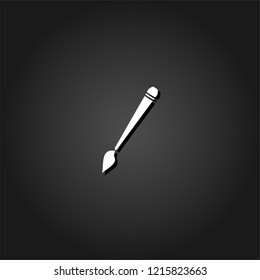 Art paint brush icon flat. Simple White pictogram on black background with shadow. Vector illustration symbol