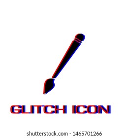 Art paint brush icon flat. Simple pictogram - Glitch effect. Vector illustration symbol