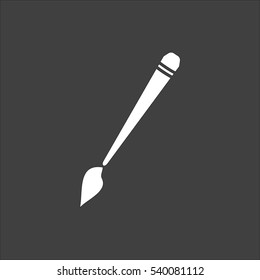Art paint brush icon flat. Vector white illustration isolated on black background. Flat symbol