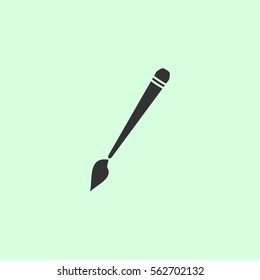 Art paint brush icon flat. Grey vector symbol on green background