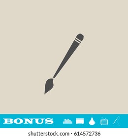 Art paint brush icon flat. Grey pictogram on light background. Vector illustration symbol and bonus button real estate, ottoman, vase, tv, fishing rod