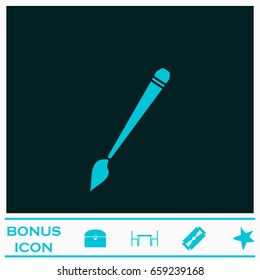 Art paint brush icon flat. Blue pictogram on dark background. Vector illustration symbol and bonus icons